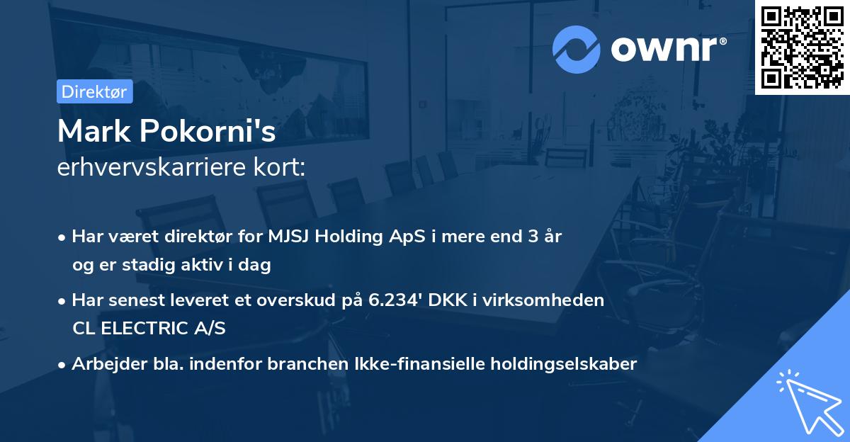 Mark Pokorni's erhvervskarriere kort