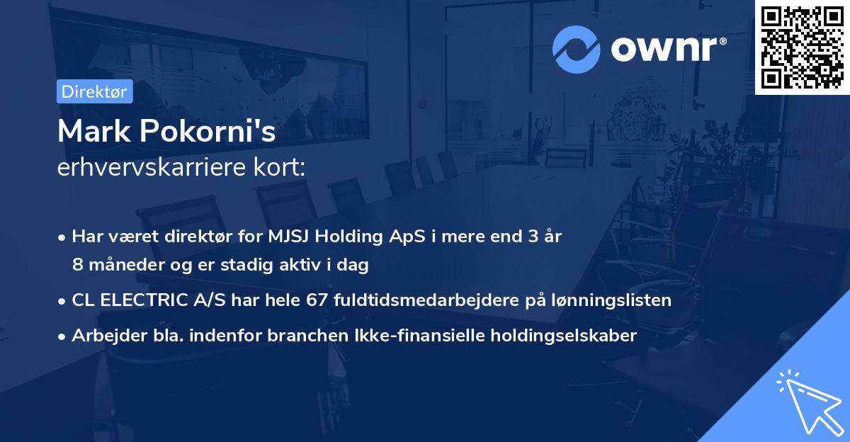 Mark Pokorni's erhvervskarriere kort