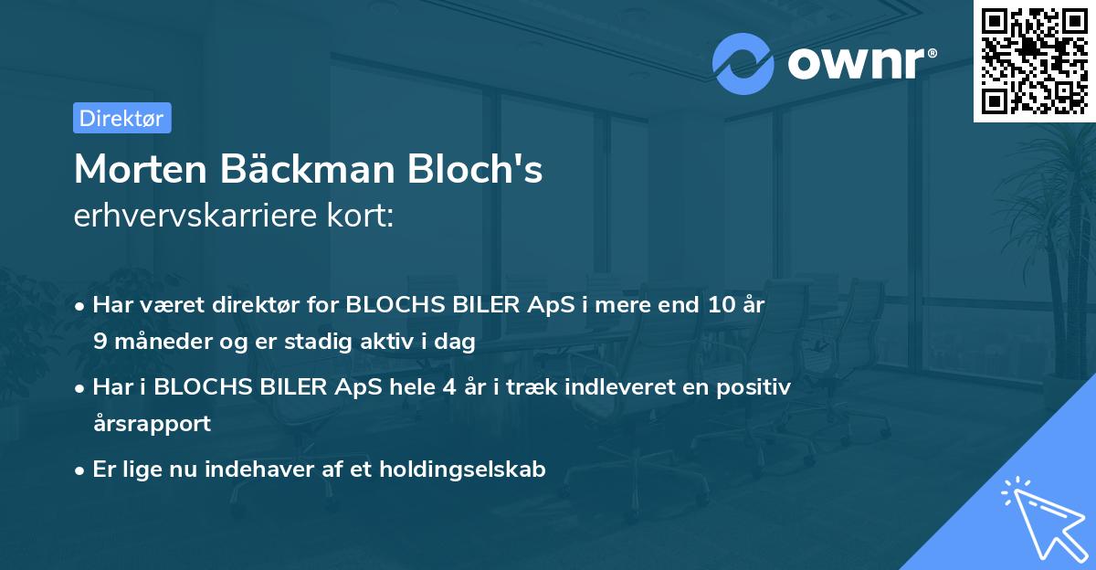 Morten Bäckman Bloch's erhvervskarriere kort