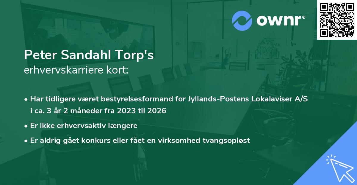 Peter Sandahl Torp's erhvervskarriere kort