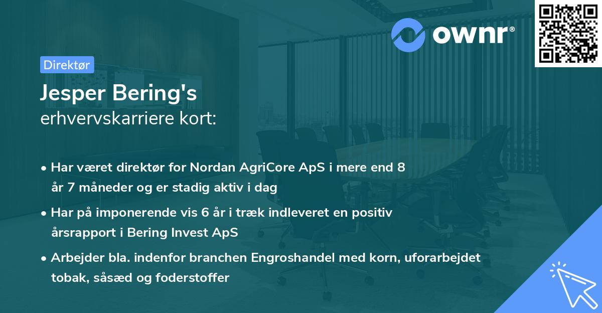 Jesper Bering's erhvervskarriere kort
