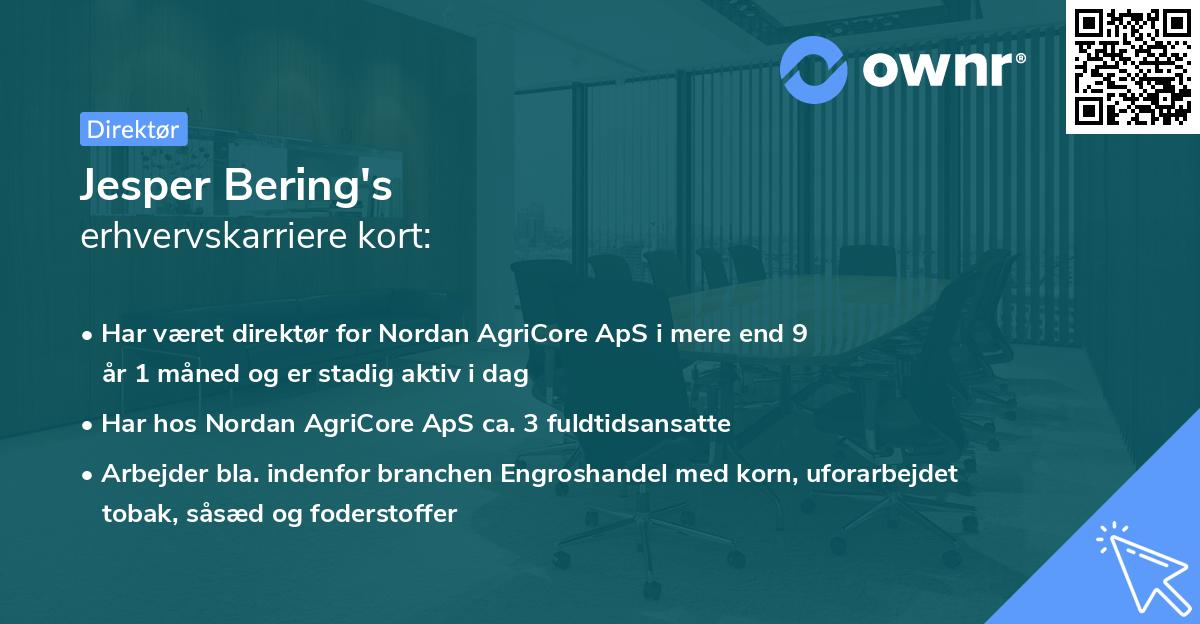 Jesper Bering's erhvervskarriere kort