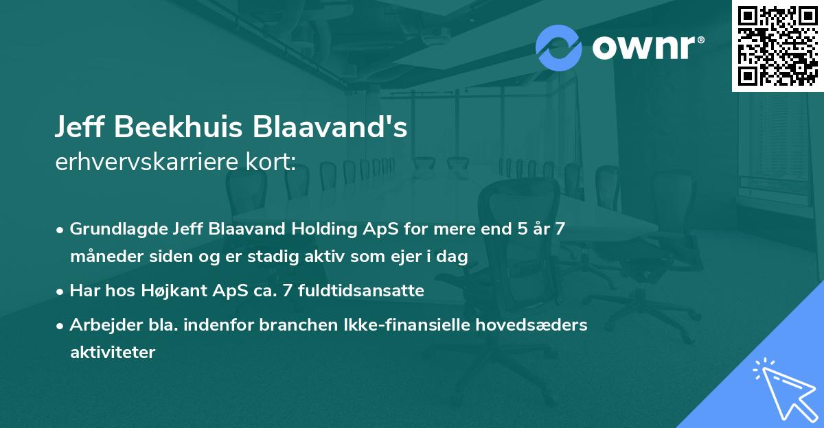 Jeff Beekhuis Blaavand's erhvervskarriere kort