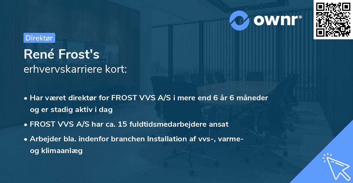 René Frost's erhvervskarriere kort