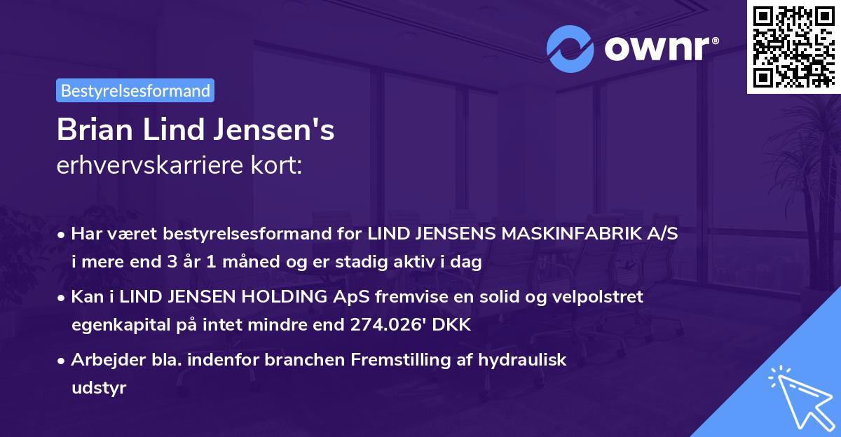 Brian Lind Jensen's erhvervskarriere kort