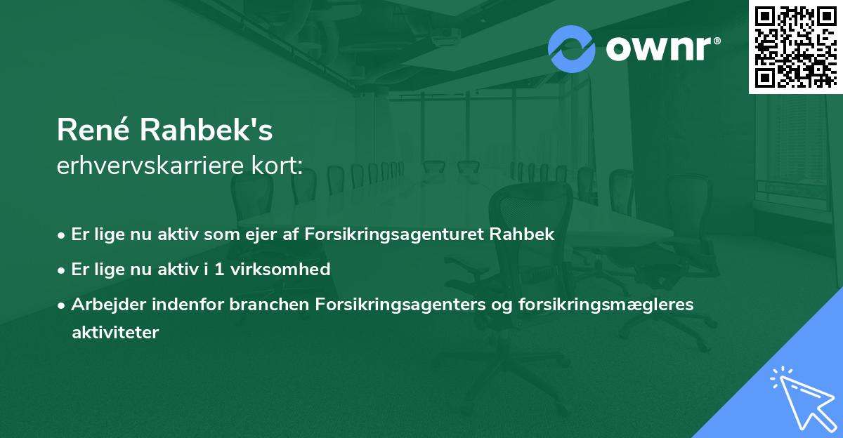 René Rahbek's erhvervskarriere kort