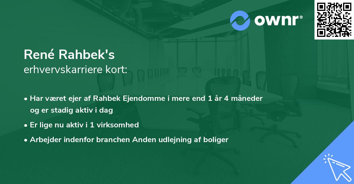 René Rahbek's erhvervskarriere kort