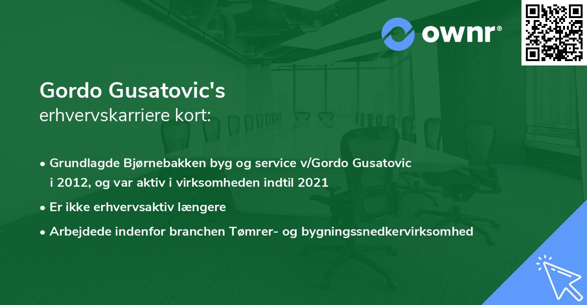 Gordo Gusatovic's erhvervskarriere kort
