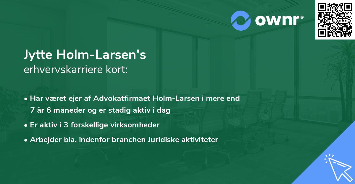 Jytte Holm-Larsen's erhvervskarriere kort