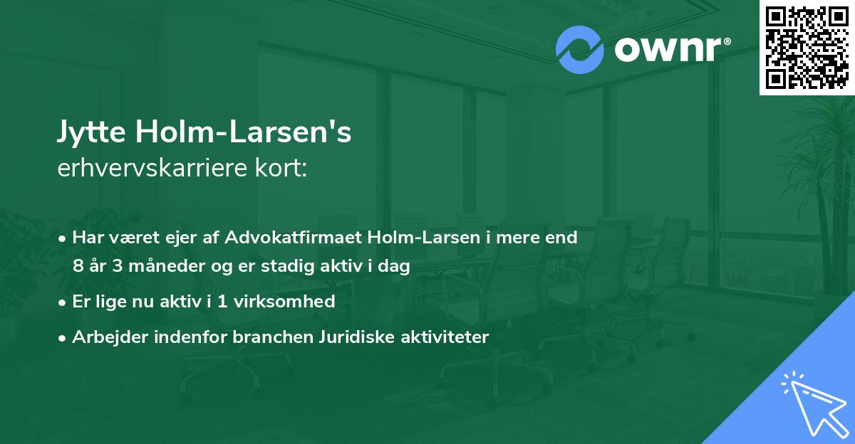 Jytte Holm-Larsen's erhvervskarriere kort