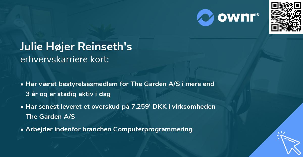 Julie Højer Reinseth's erhvervskarriere kort
