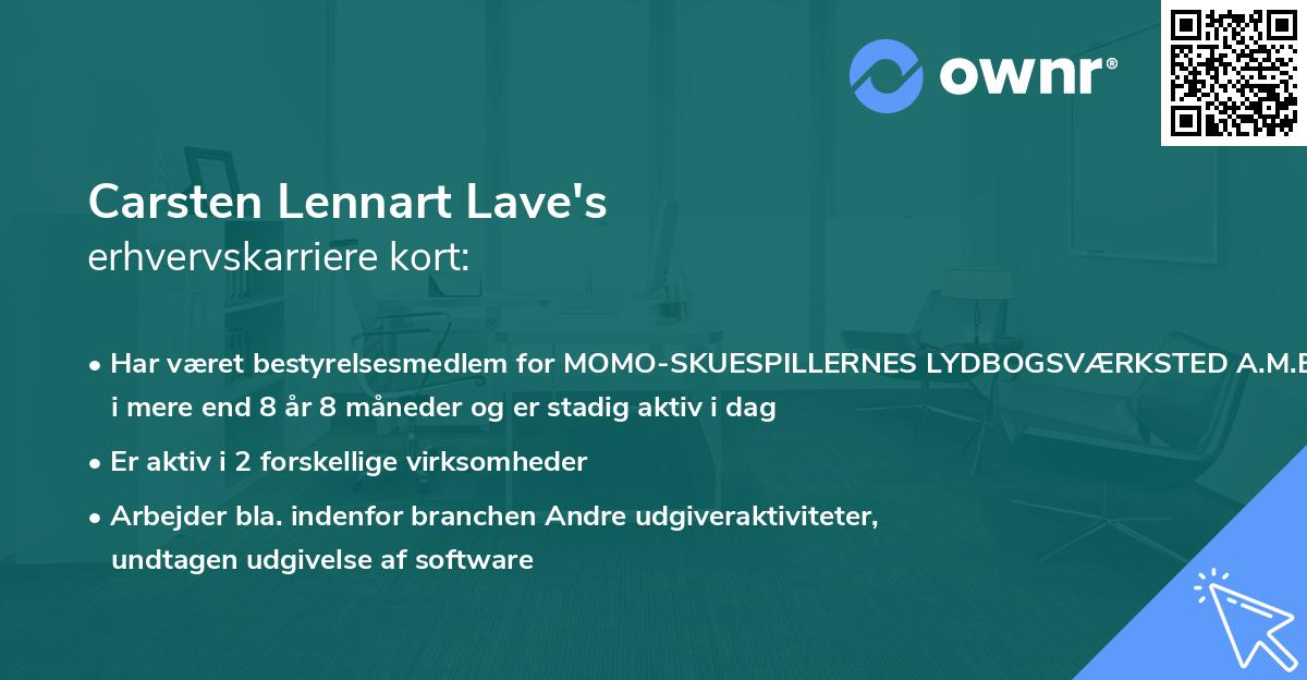 Carsten Lennart Lave's erhvervskarriere kort