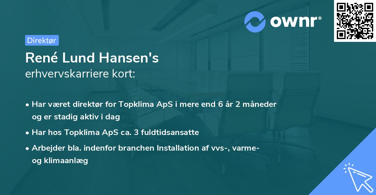René Lund Hansen's erhvervskarriere kort