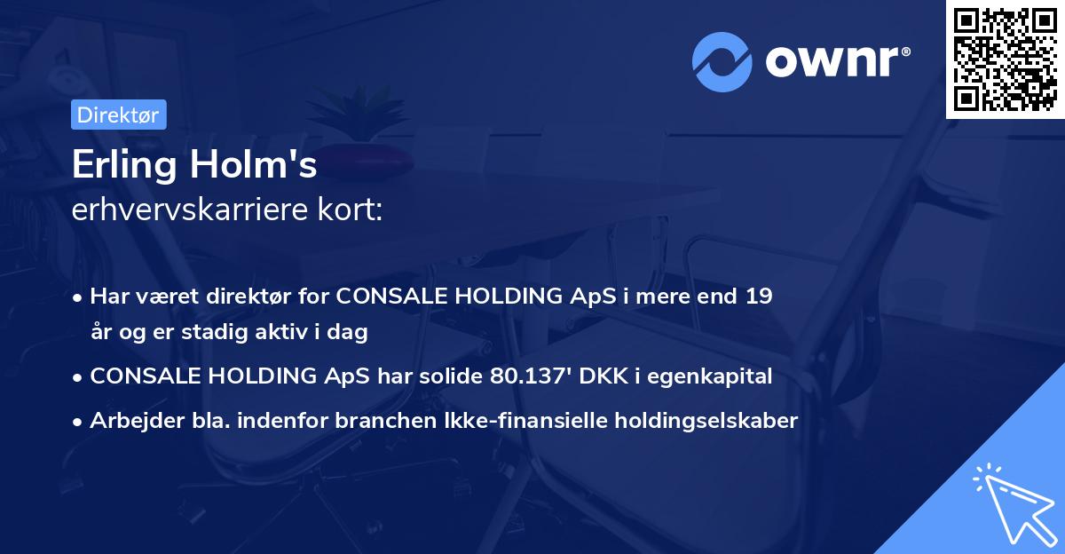 Erling Holm's erhvervskarriere kort
