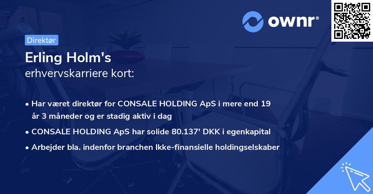Erling Holm's erhvervskarriere kort