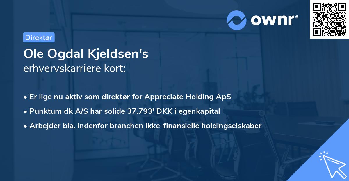 Ole Ogdal Kjeldsen's erhvervskarriere kort