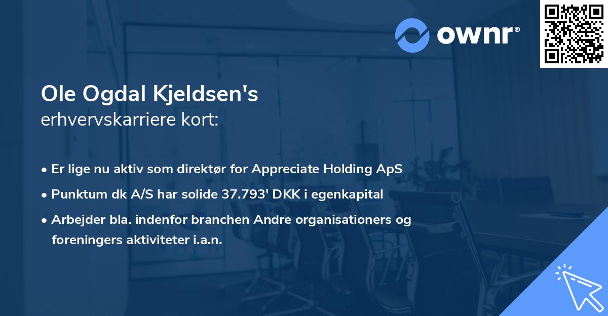 Ole Ogdal Kjeldsen's erhvervskarriere kort