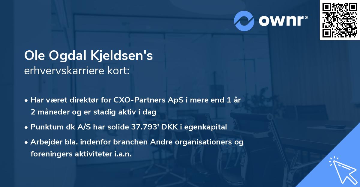 Ole Ogdal Kjeldsen's erhvervskarriere kort