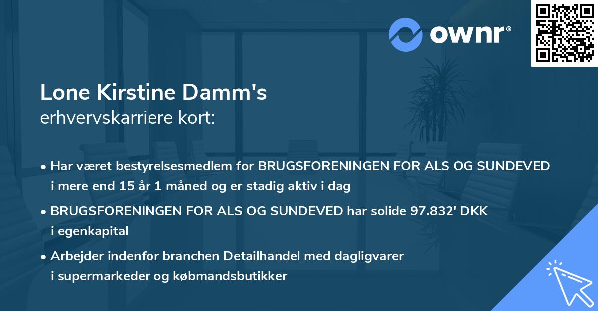 Lone Kirstine Damm's erhvervskarriere kort