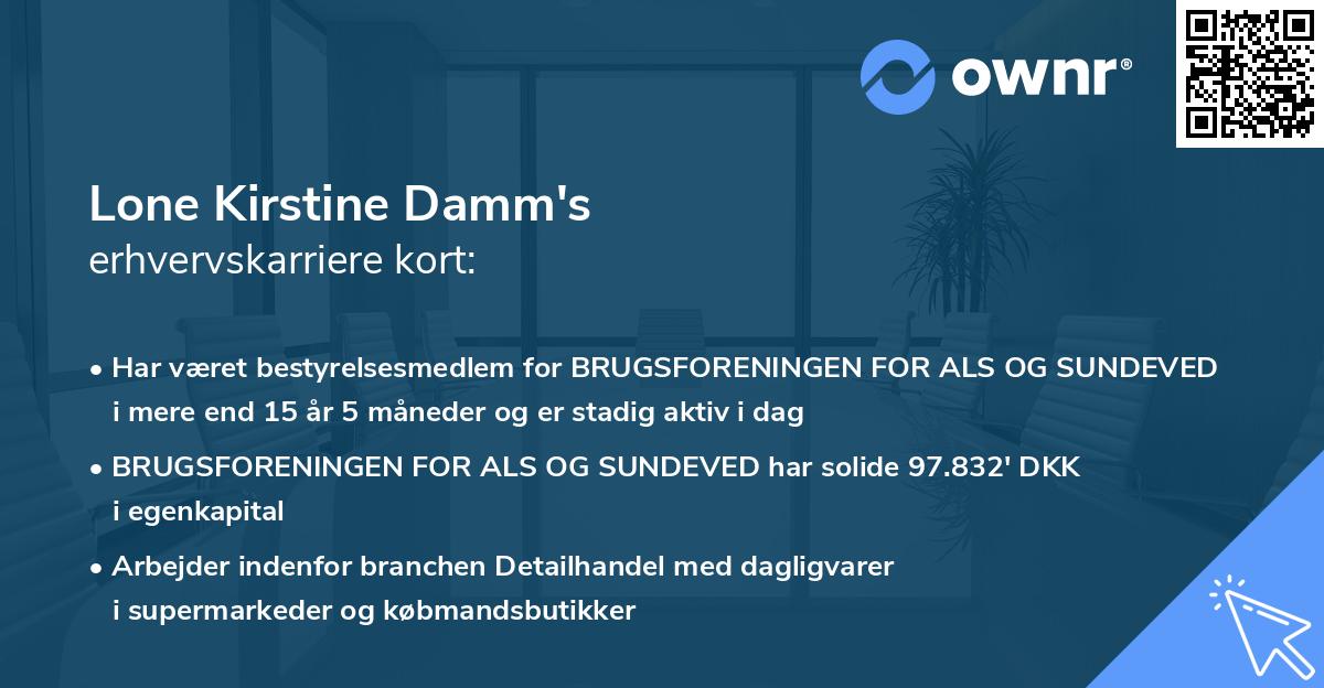 Lone Kirstine Damm's erhvervskarriere kort
