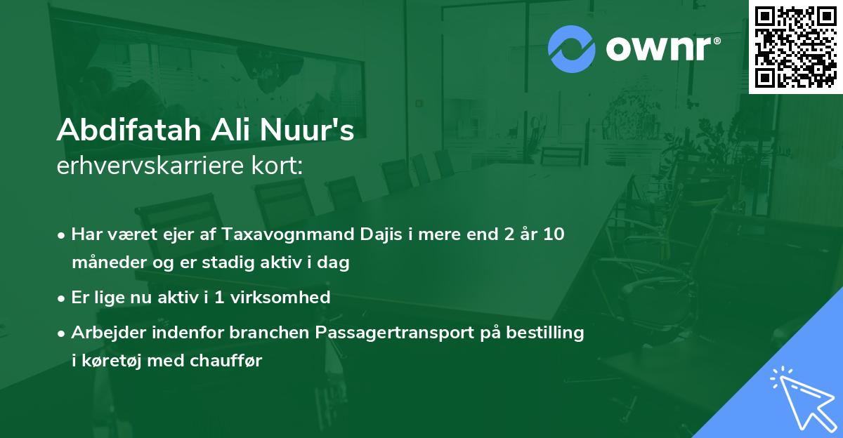 Abdifatah Ali Nuur's erhvervskarriere kort