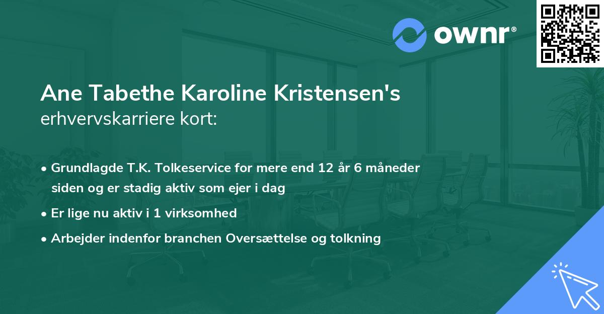 Ane Tabethe Karoline Kristensen's erhvervskarriere kort