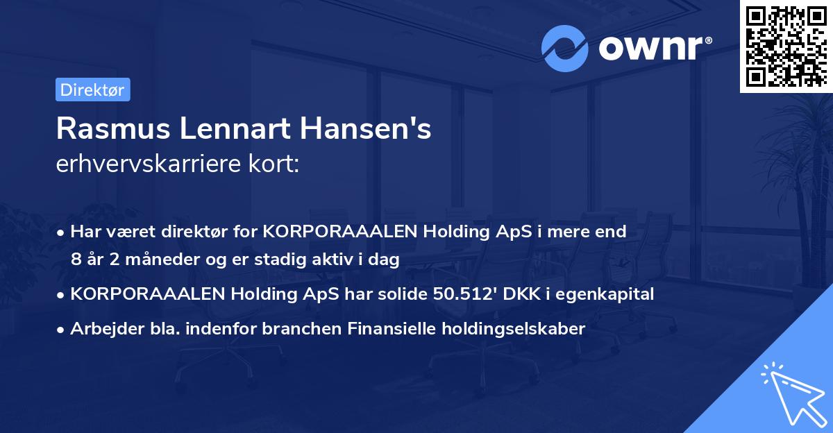 Rasmus Lennart Hansen's erhvervskarriere kort