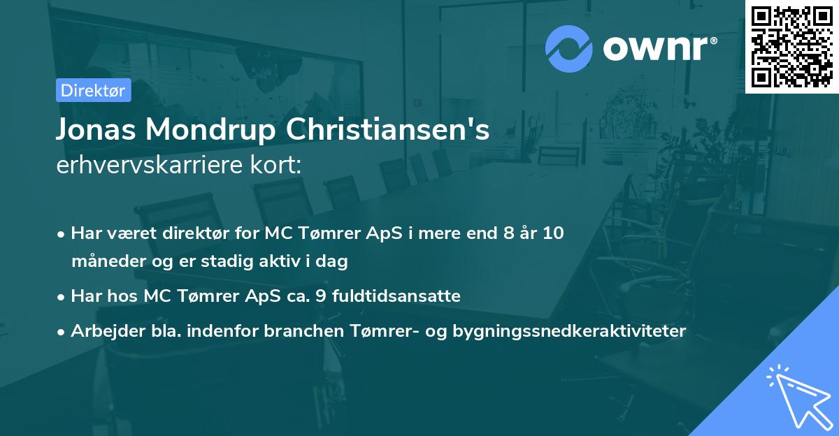 Jonas Mondrup Christiansen's erhvervskarriere kort
