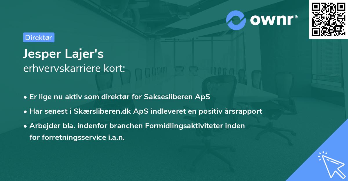 Jesper Lajer's erhvervskarriere kort
