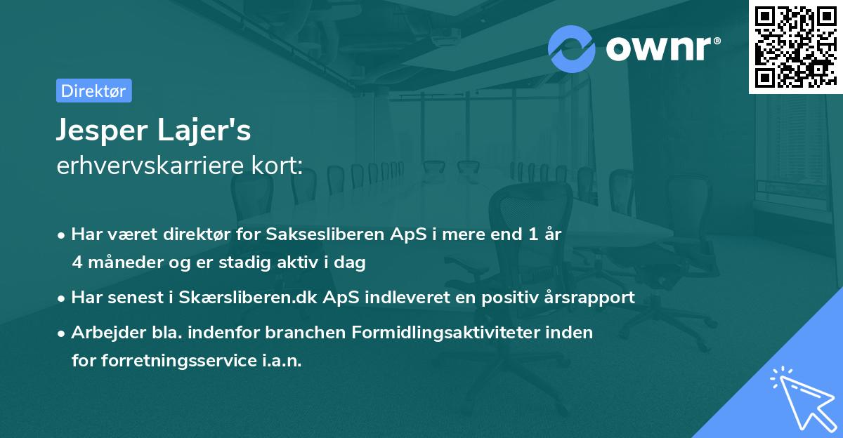 Jesper Lajer's erhvervskarriere kort