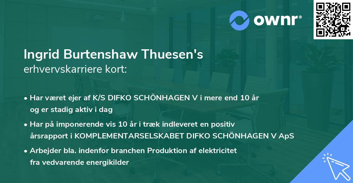 Ingrid Burtenshaw Thuesen's erhvervskarriere kort