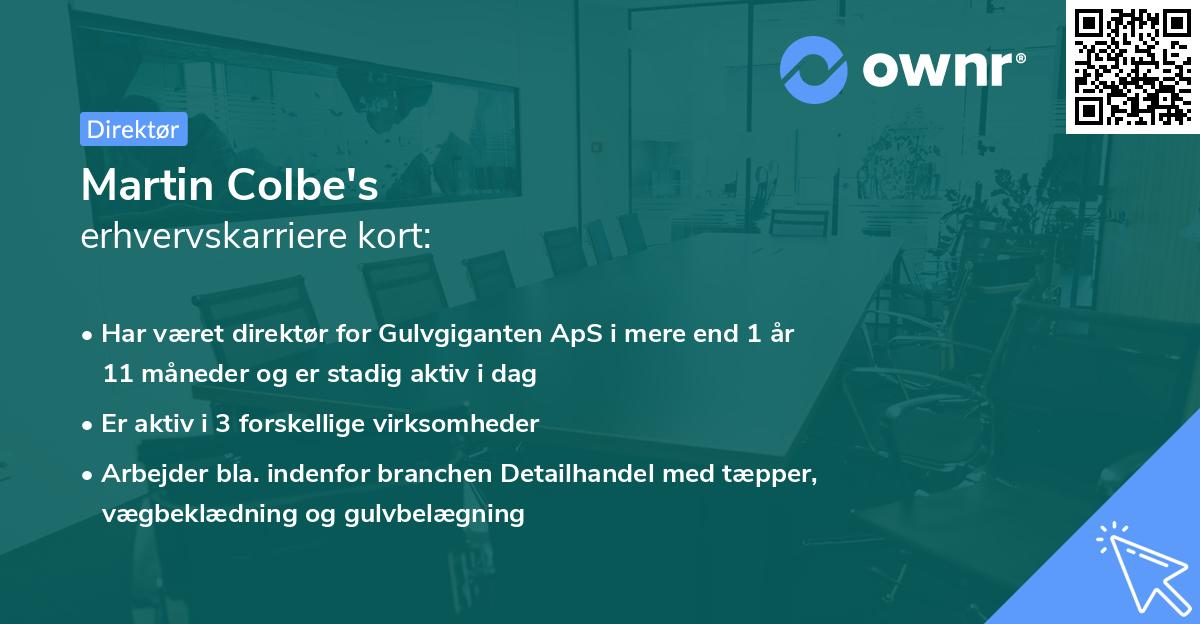 Martin Colbe's erhvervskarriere kort