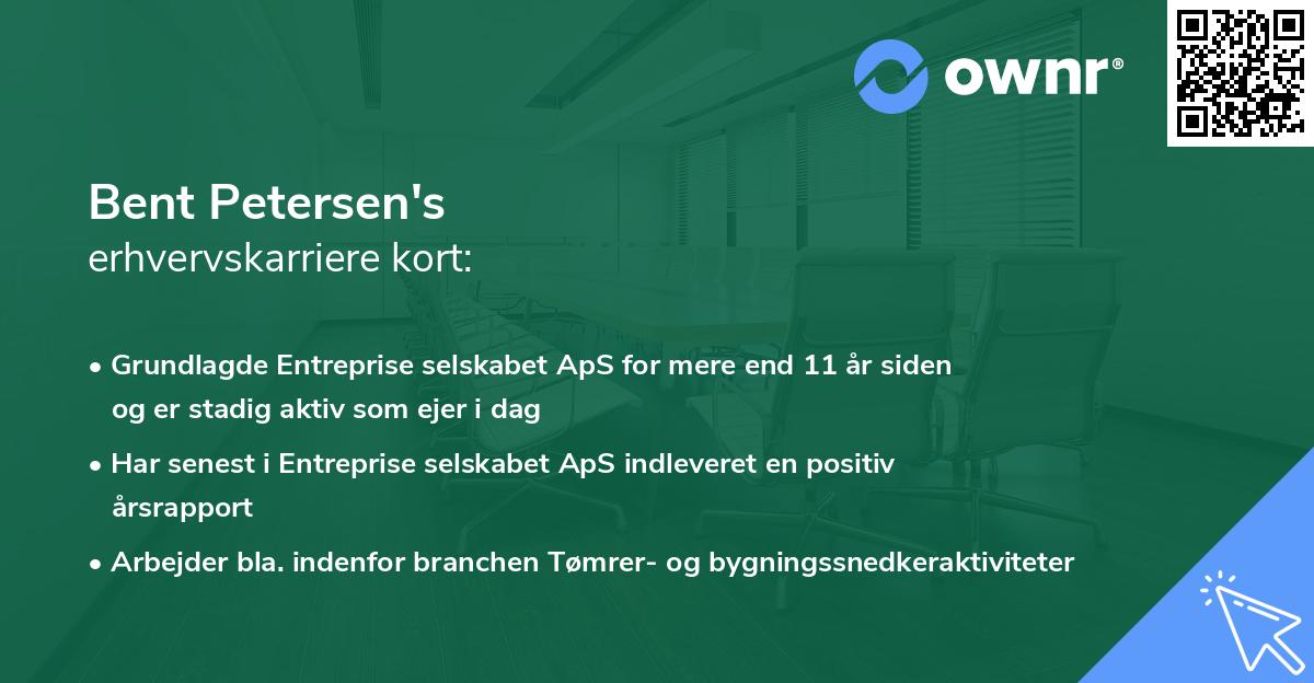 Bent Petersen's erhvervskarriere kort
