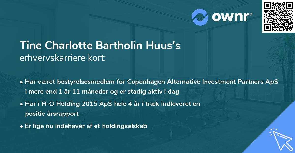 Tine Charlotte Bartholin Huus's erhvervskarriere kort