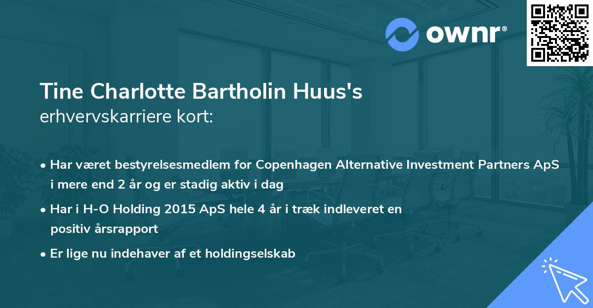 Tine Charlotte Bartholin Huus's erhvervskarriere kort