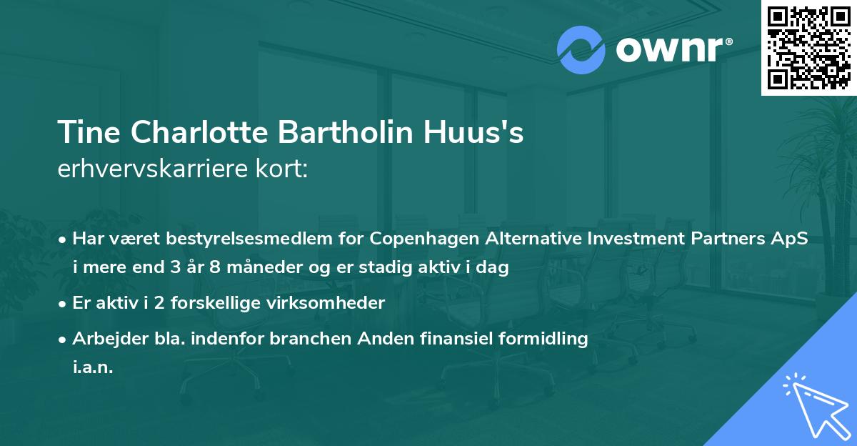 Tine Charlotte Bartholin Huus's erhvervskarriere kort