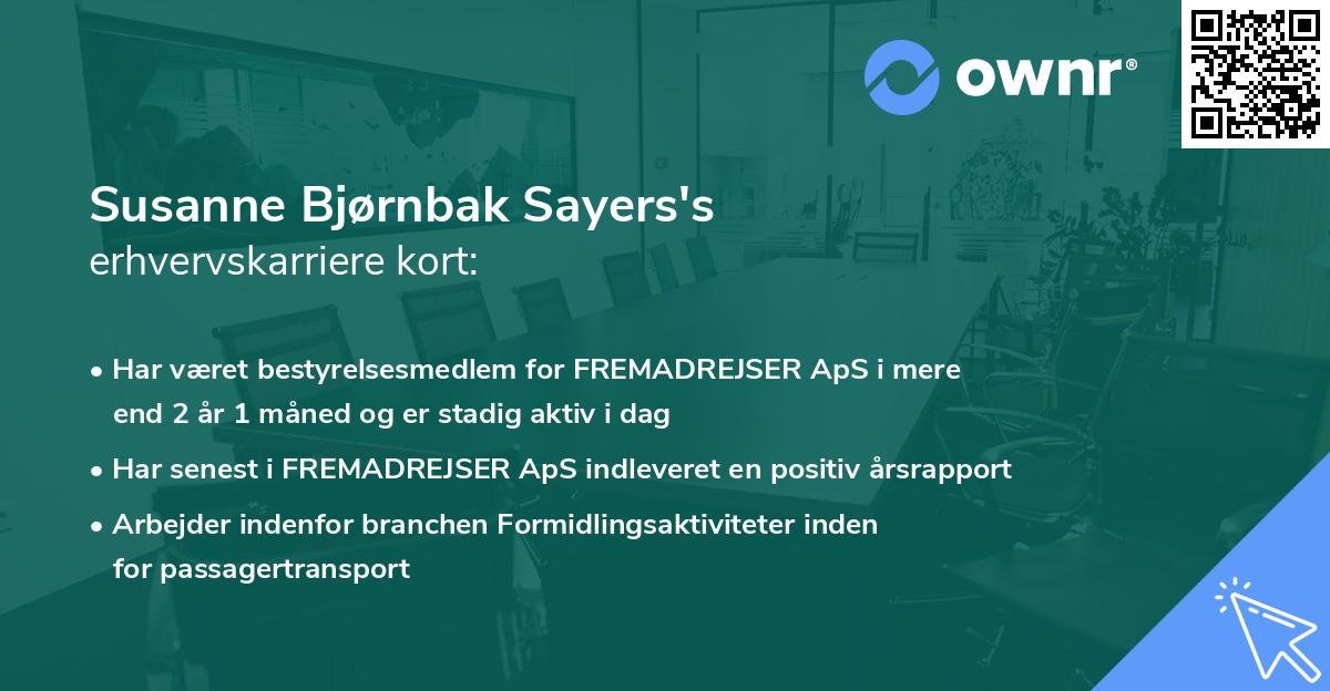 Susanne Bjørnbak Sayers's erhvervskarriere kort