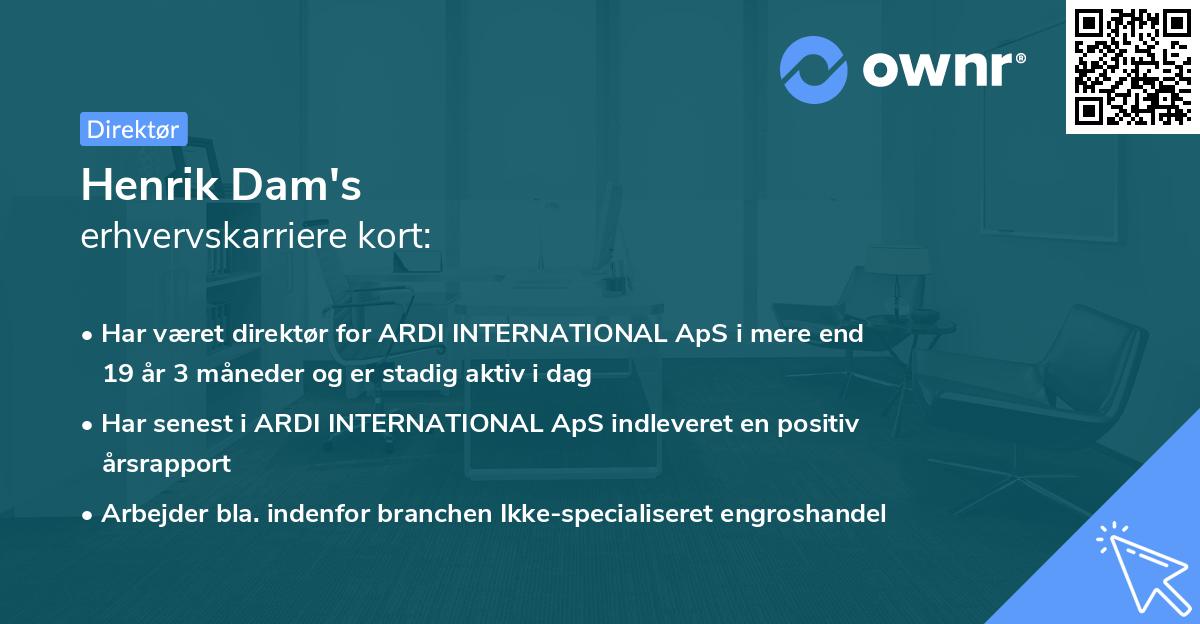 Henrik Dam's erhvervskarriere kort