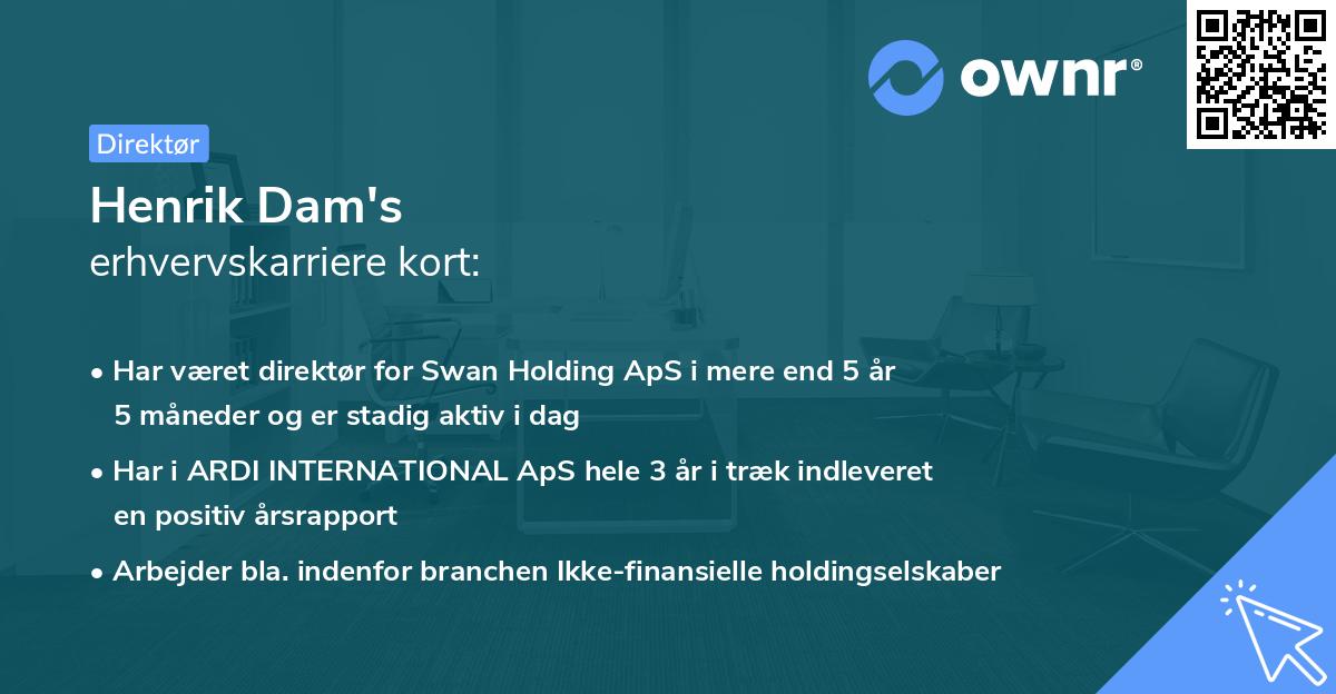 Henrik Dam's erhvervskarriere kort