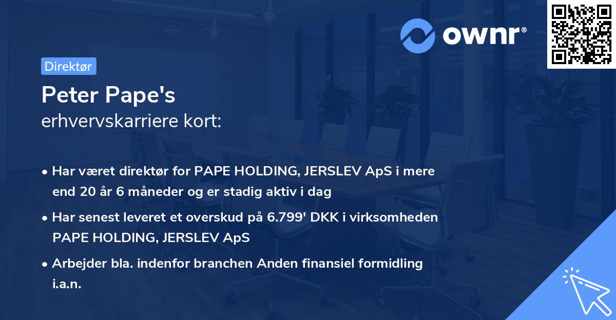 Peter Pape's erhvervskarriere kort