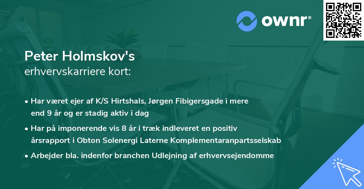 Peter Holmskov's erhvervskarriere kort