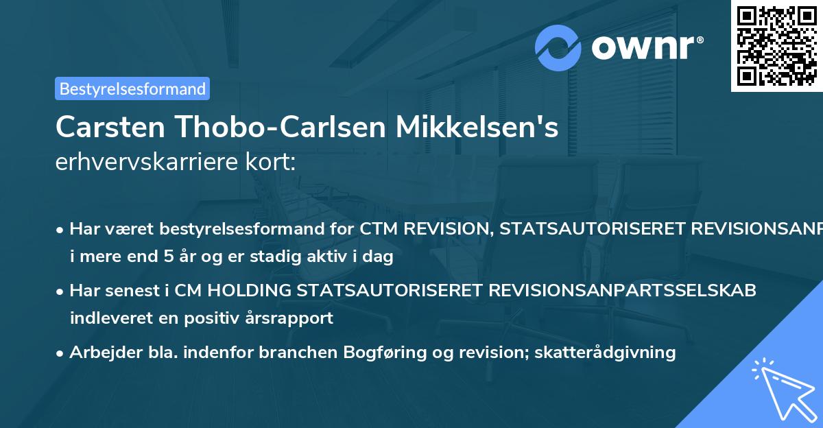 Carsten Thobo-Carlsen Mikkelsen's erhvervskarriere kort