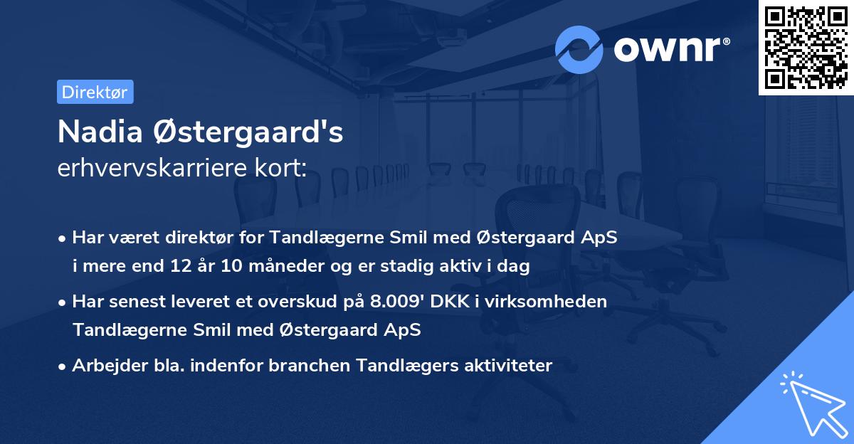 Nadia Østergaard's erhvervskarriere kort
