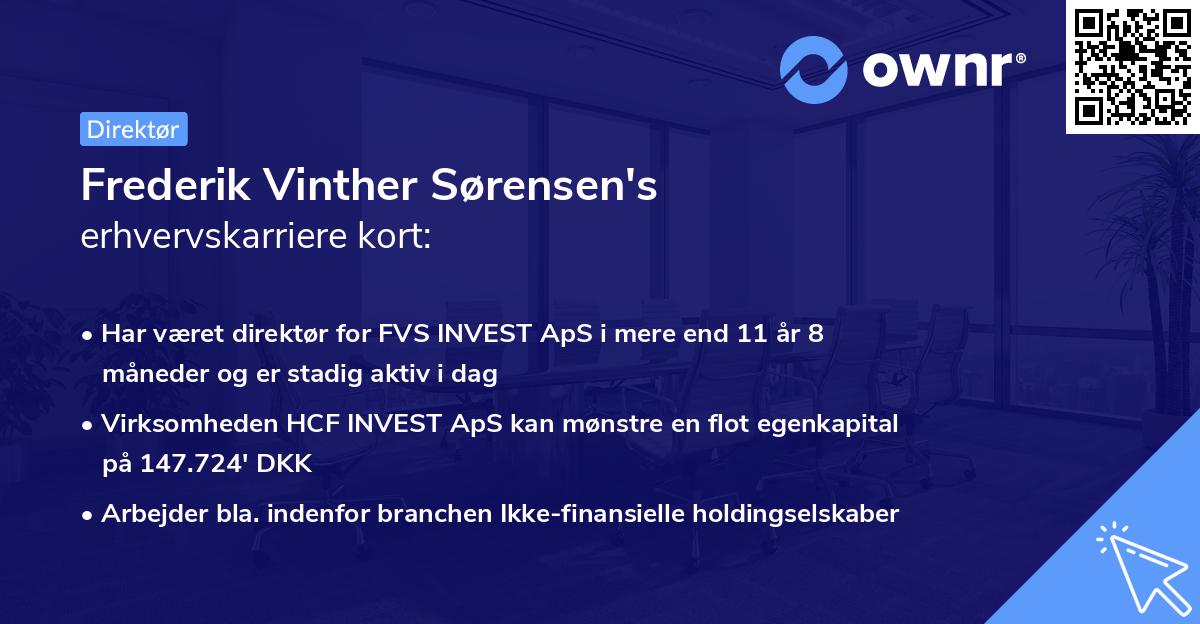 Frederik Vinther Sørensen's erhvervskarriere kort