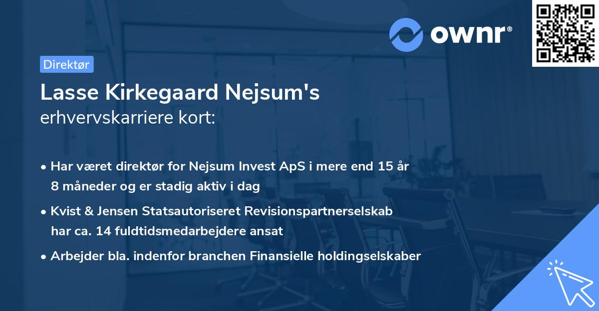 Lasse Kirkegaard Nejsum's erhvervskarriere kort