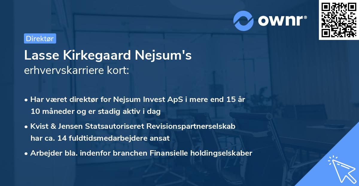 Lasse Kirkegaard Nejsum's erhvervskarriere kort