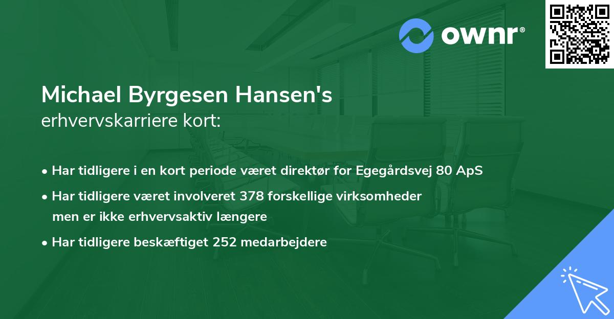 Michael Byrgesen Hansen's erhvervskarriere kort