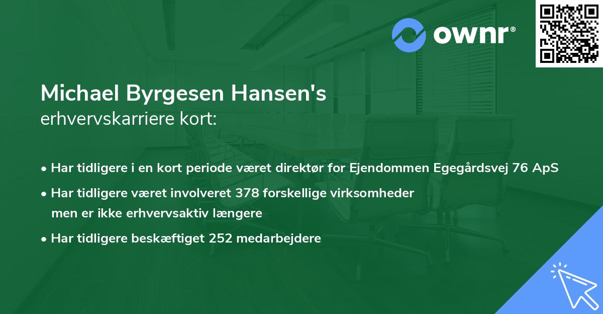 Michael Byrgesen Hansen's erhvervskarriere kort