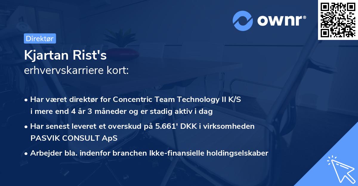 Kjartan Rist's erhvervskarriere kort