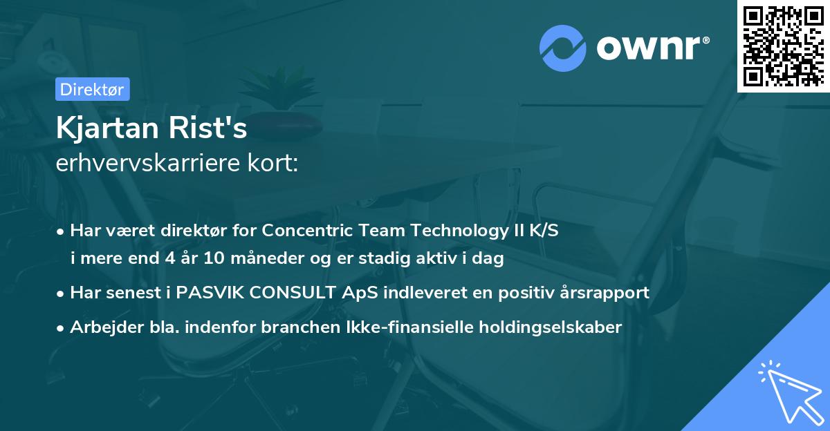 Kjartan Rist's erhvervskarriere kort